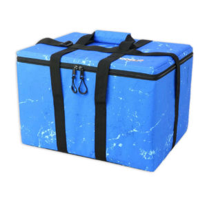 Glacière adaptée au chariot à roulettes. Bacs isothermes convenant parfaitement au transport d'aliments frais, réfrigérés ou congelés tout en respectant la chaîne du froid