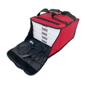 Sac de livraison chauffant rouge Prodelbags pour livraison de pizza.
