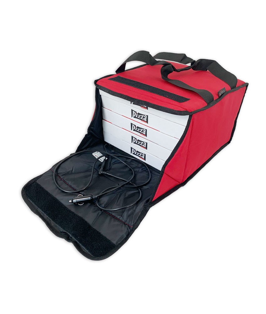 Sac de livraison chauffant rouge Prodelbags pour livraison de pizza.