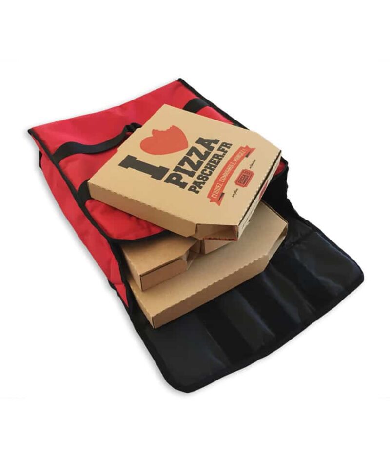 Sac de livraison isotherme rouge Prodelbags pour livraison de pizza 33cm.